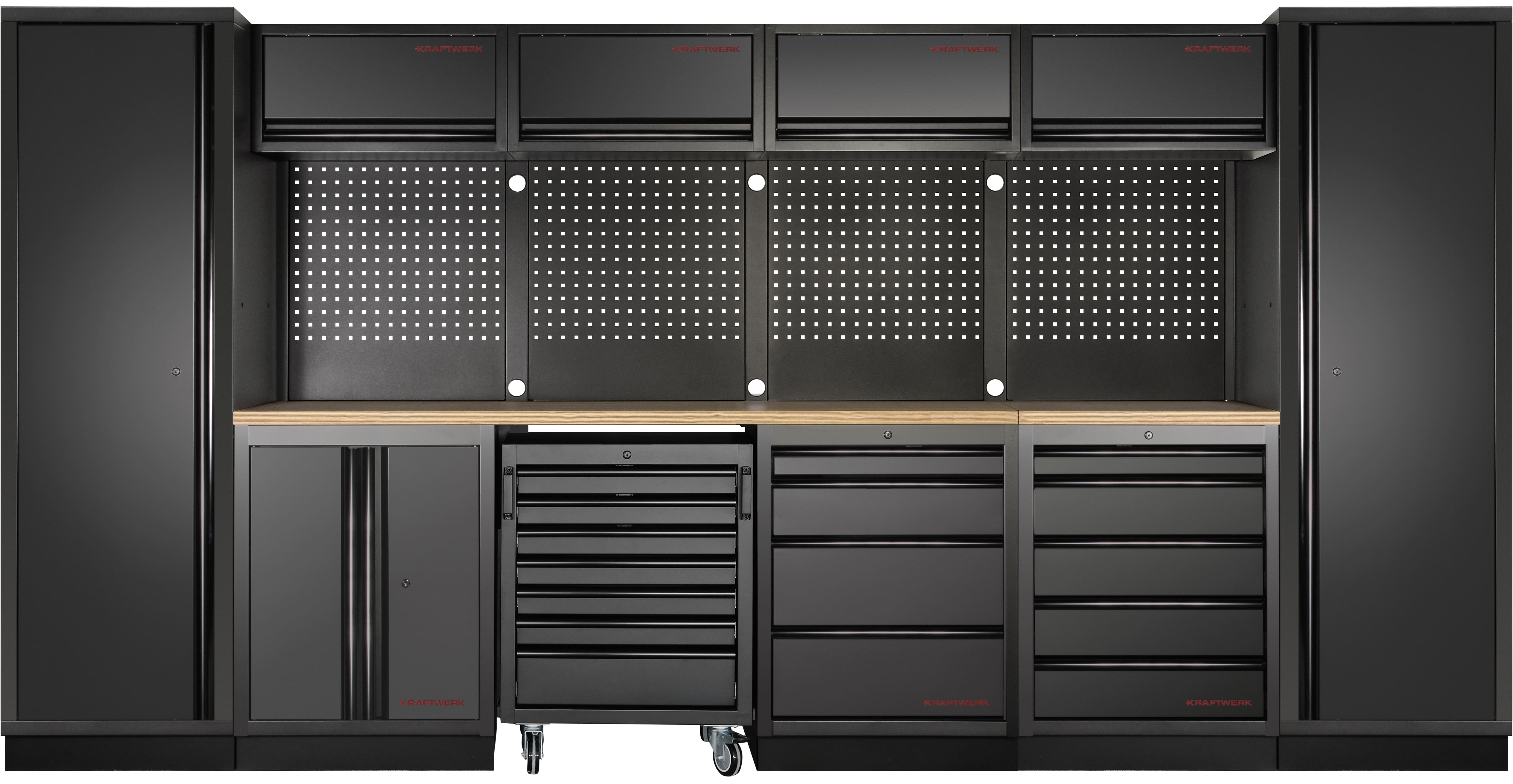 ENSEMBLE MODULAIRE POUR ATELIER, MEUBLES NOIR 6 PIÈCES
