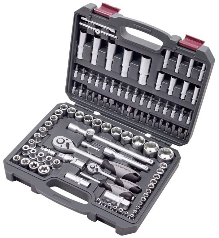 JOGO DE CHAVES CAIXA BASIC LINE, 1/4"+1/2", 105 PCS.