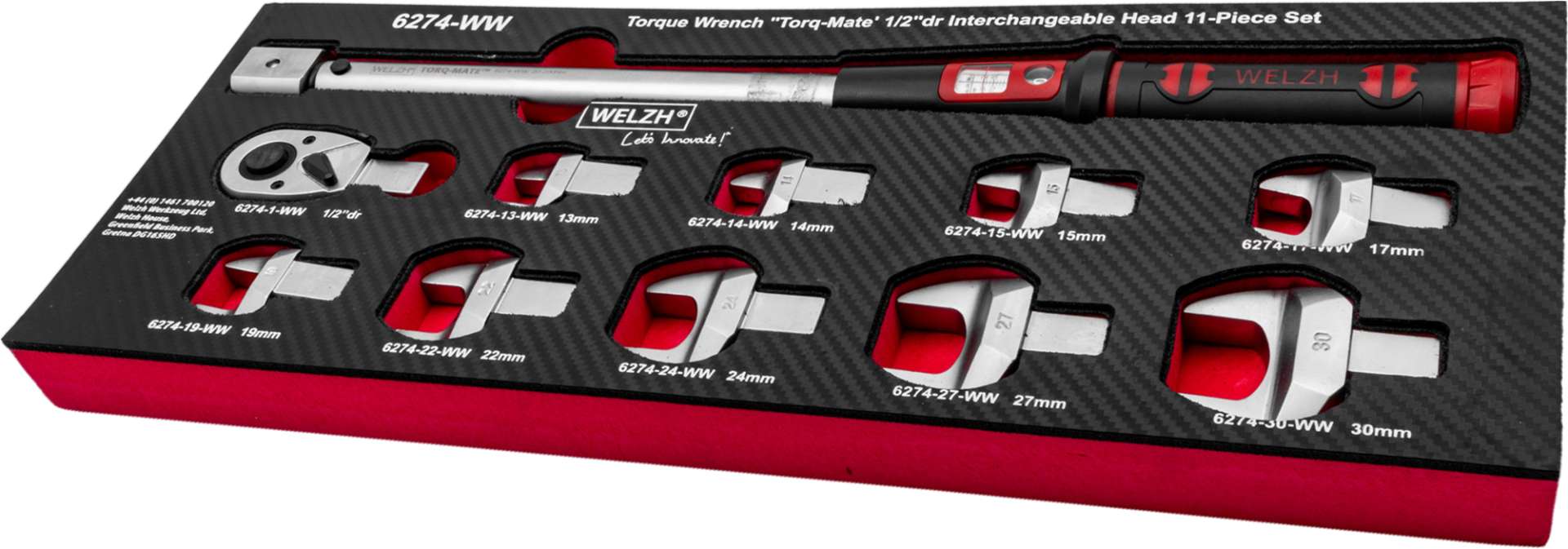 CLÉ DYNAMOMÉTRIQUE 20-200NM 1/2"TÊTE INTERCHANGEABLE 11 PIÈC